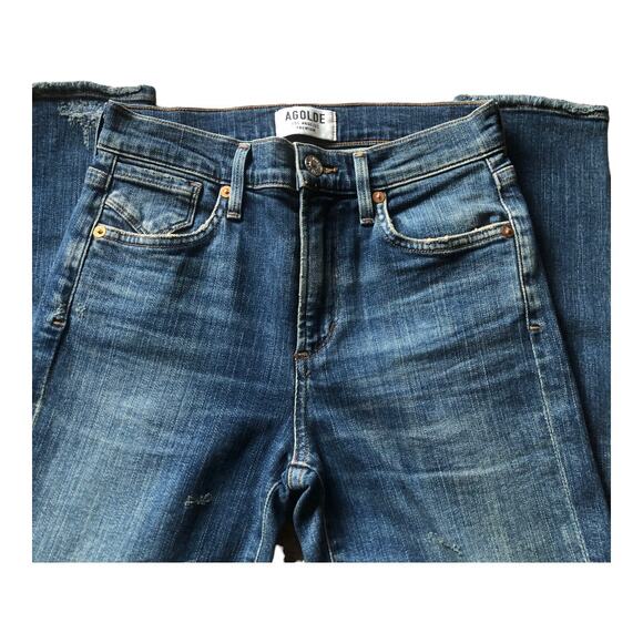 AGoldE Sophie Distressed Light Wash High Rise Skinny Jean, Light Indigo Wash, 24 - Picture 9 of 16